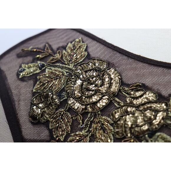 Karishma Indian Gown Size Medium Brown with Gold Floral Beading - Picture 9 of 16